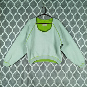 We The Free People Sweatshirt Size Small Green Slouchy Oversized Pullover